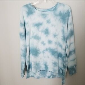 90 Degrees Women Brushed Side Slits Sweatshirt Sweater Medium Tie Dye Activewear
